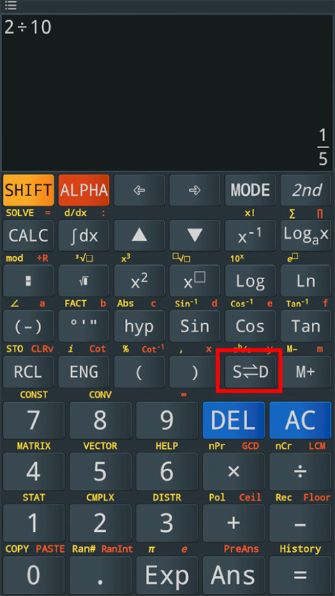 卡西欧计算器分数变小数方式1